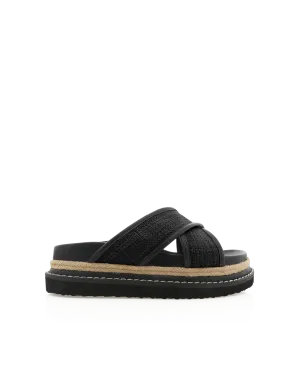 AYSHA SANDAL - BLACK RAFFIA