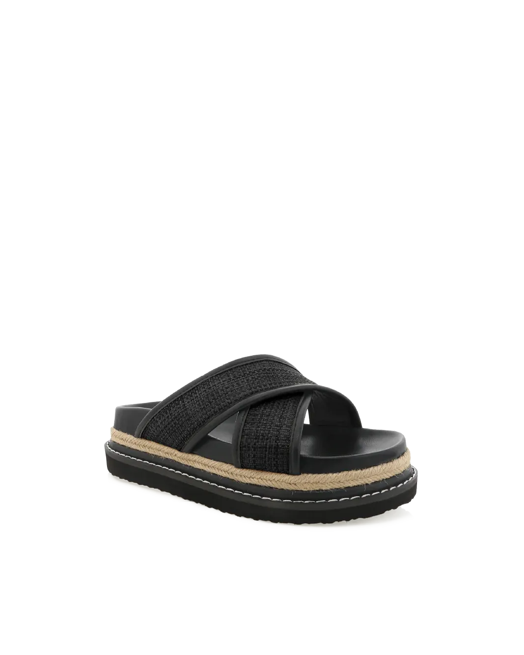 AYSHA SANDAL - BLACK RAFFIA