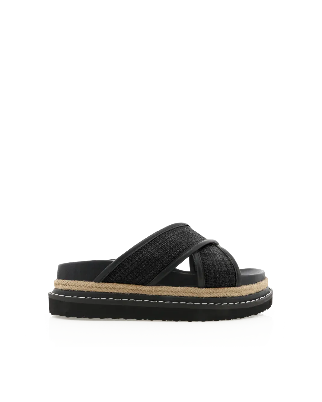 AYSHA SANDAL - BLACK RAFFIA