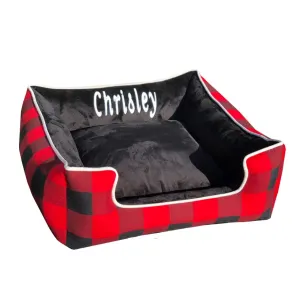 Black Minky Plaid Drifter Dog Bed