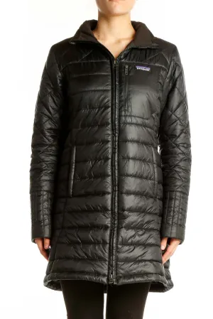 Black Quilted Long Puffer Coat