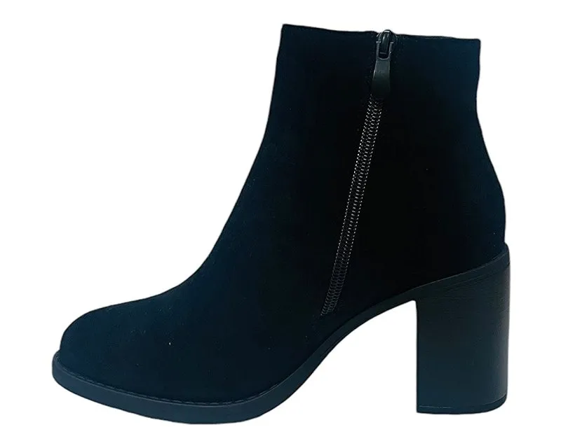 Block Heel Faux Suede Ankle Boots