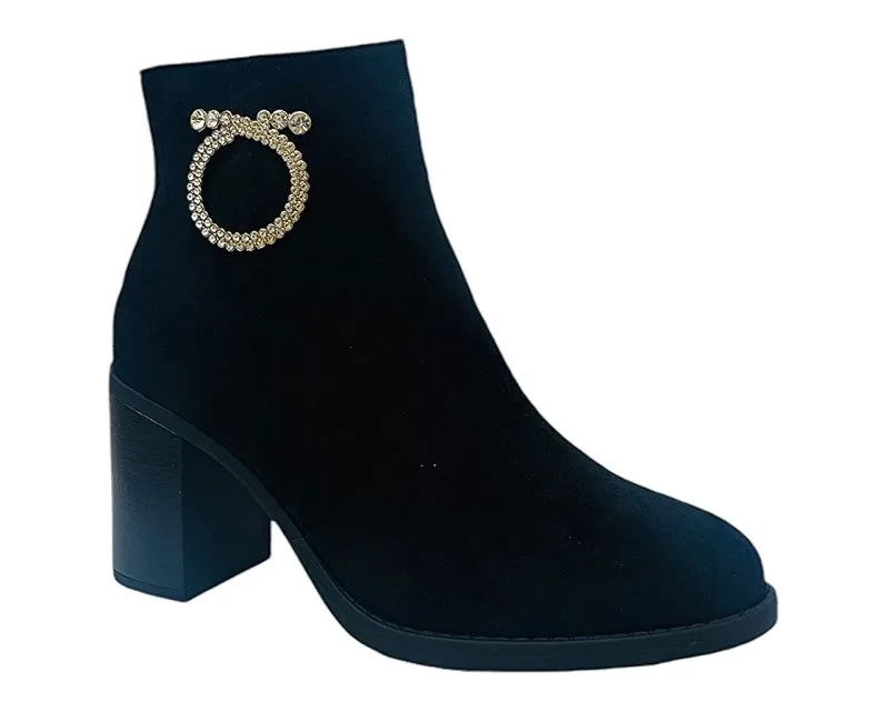 Block Heel Faux Suede Ankle Boots