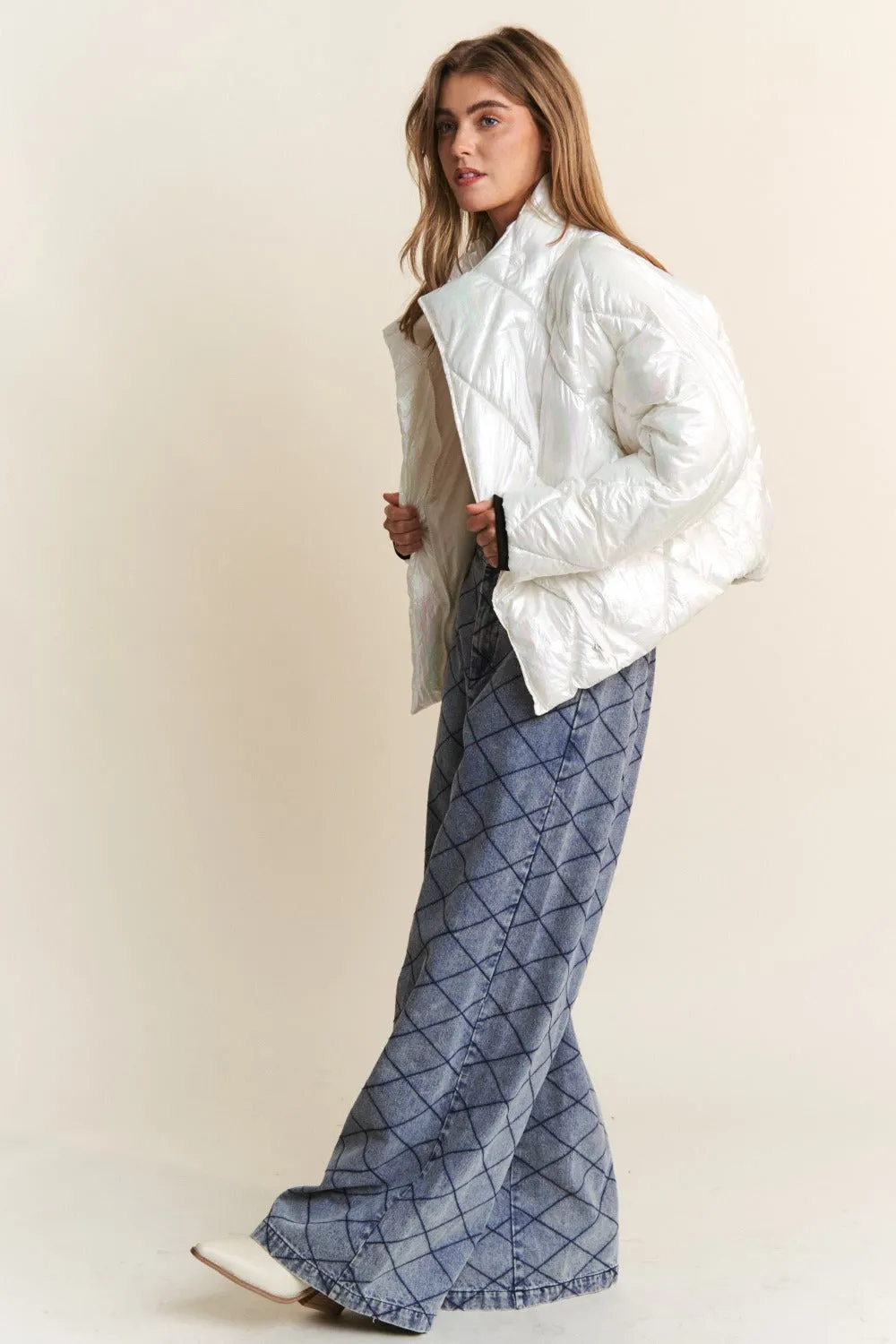 Blue Zone Planet |  J.NNA Quilted Mock Neck Puffer Jacket
