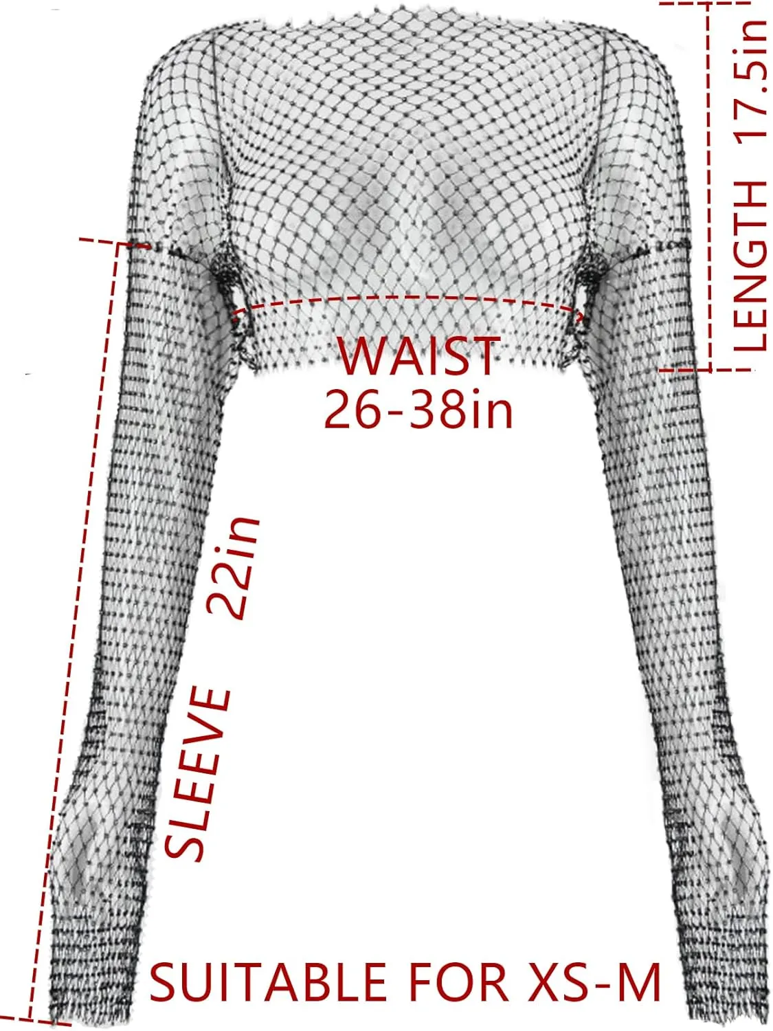 CYCLAMEN Women's Rhinestone Body Chains Long Sleeve Crop Tops Crystal See Through Mesh Diamond Fishnet Shirts Outfits