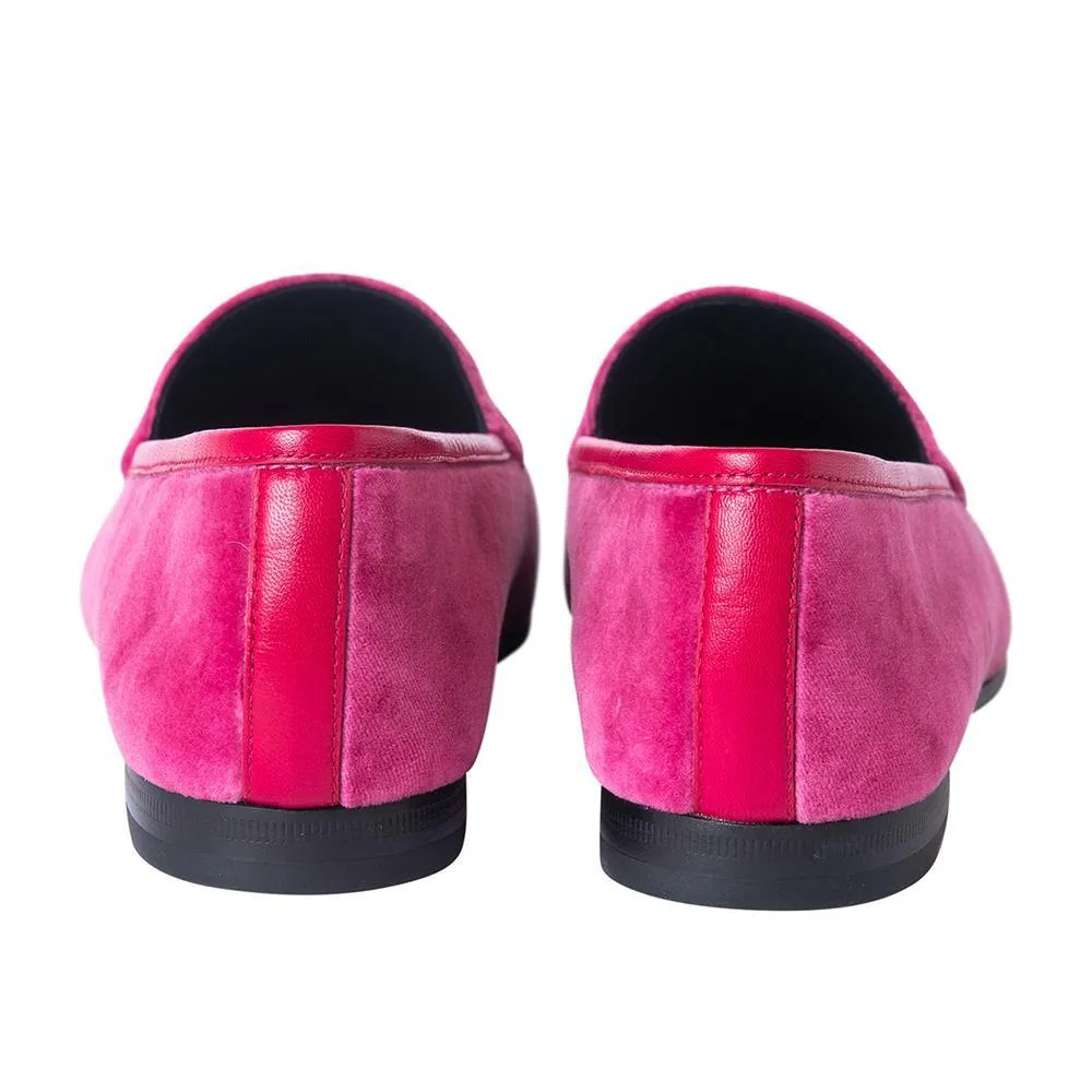 Gucci Fuchsia Pink Velvet Jordaan Loafers 37