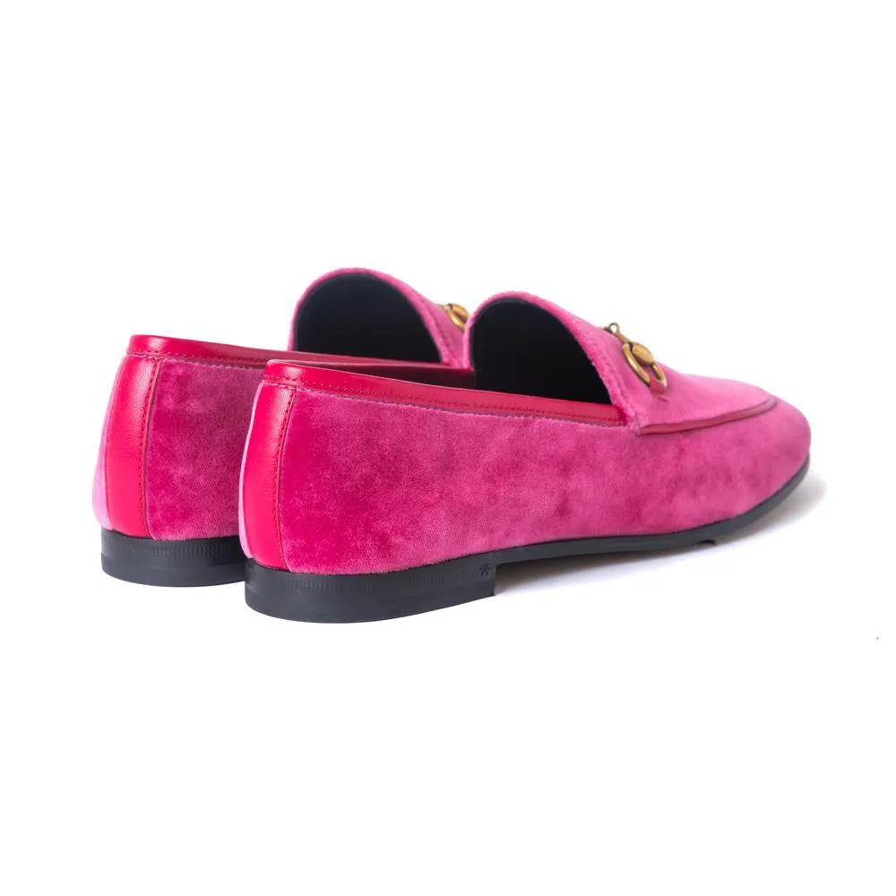 Gucci Fuchsia Pink Velvet Jordaan Loafers 37