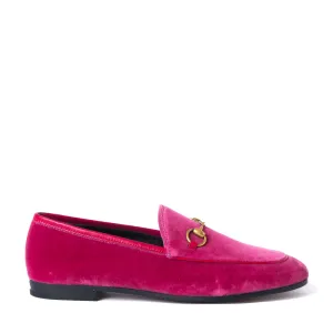 Gucci Fuchsia Pink Velvet Jordaan Loafers 37