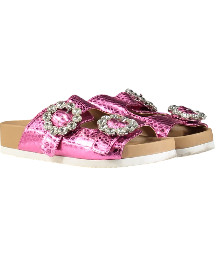 Kurt Geiger Pink Marlo Crystal Croc-print Sandals UK 4 EU 37 👠