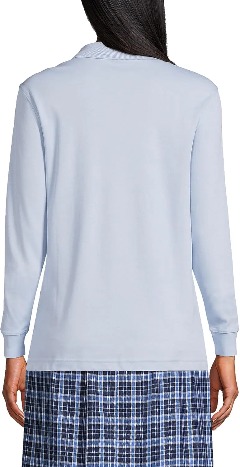 Lands' End School Uniform Women's Long Sleeve Feminine Fit Interlock Polo Shirt