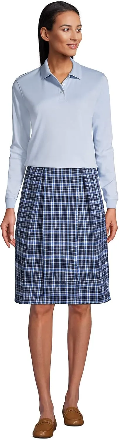 Lands' End School Uniform Women's Long Sleeve Feminine Fit Interlock Polo Shirt