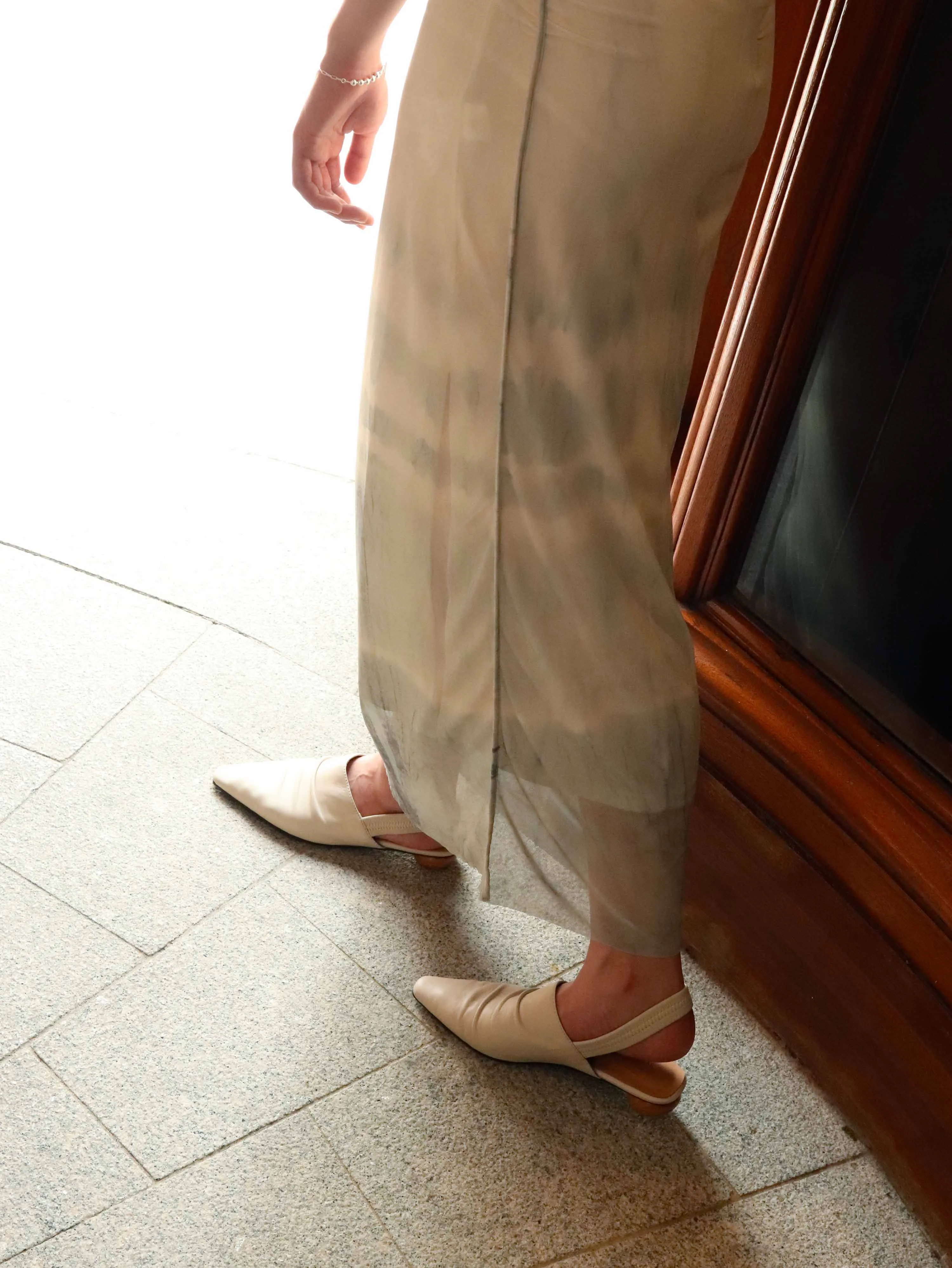 Pointed Wooden Heel Slingback