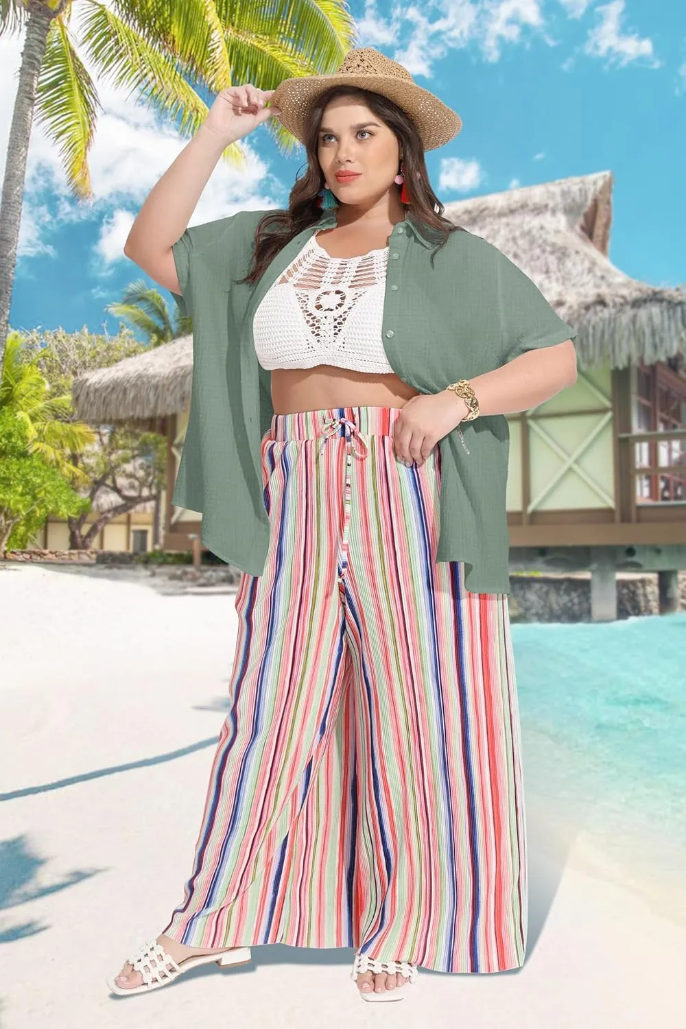 RITERA Womens Plus Size Tops Button Down Roll-Up Cuffed Short Sleeve Casual Shirts Collared Summer Lightweight Blouse XL-5XL