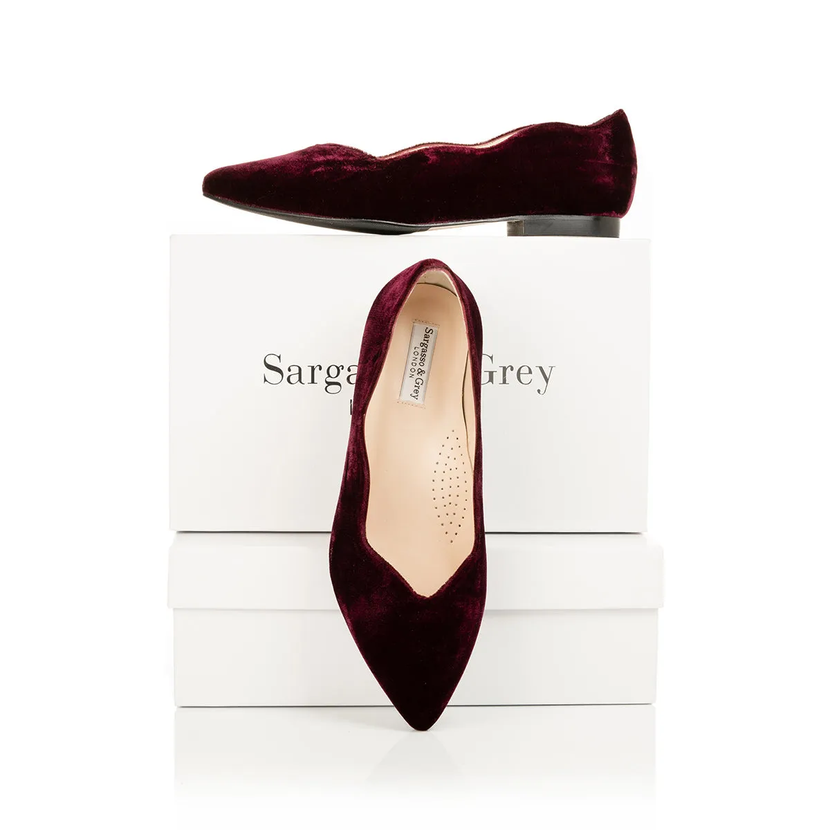 Vivienne Extra-Wide Fit Ballet Flats - Burgundy Velvet