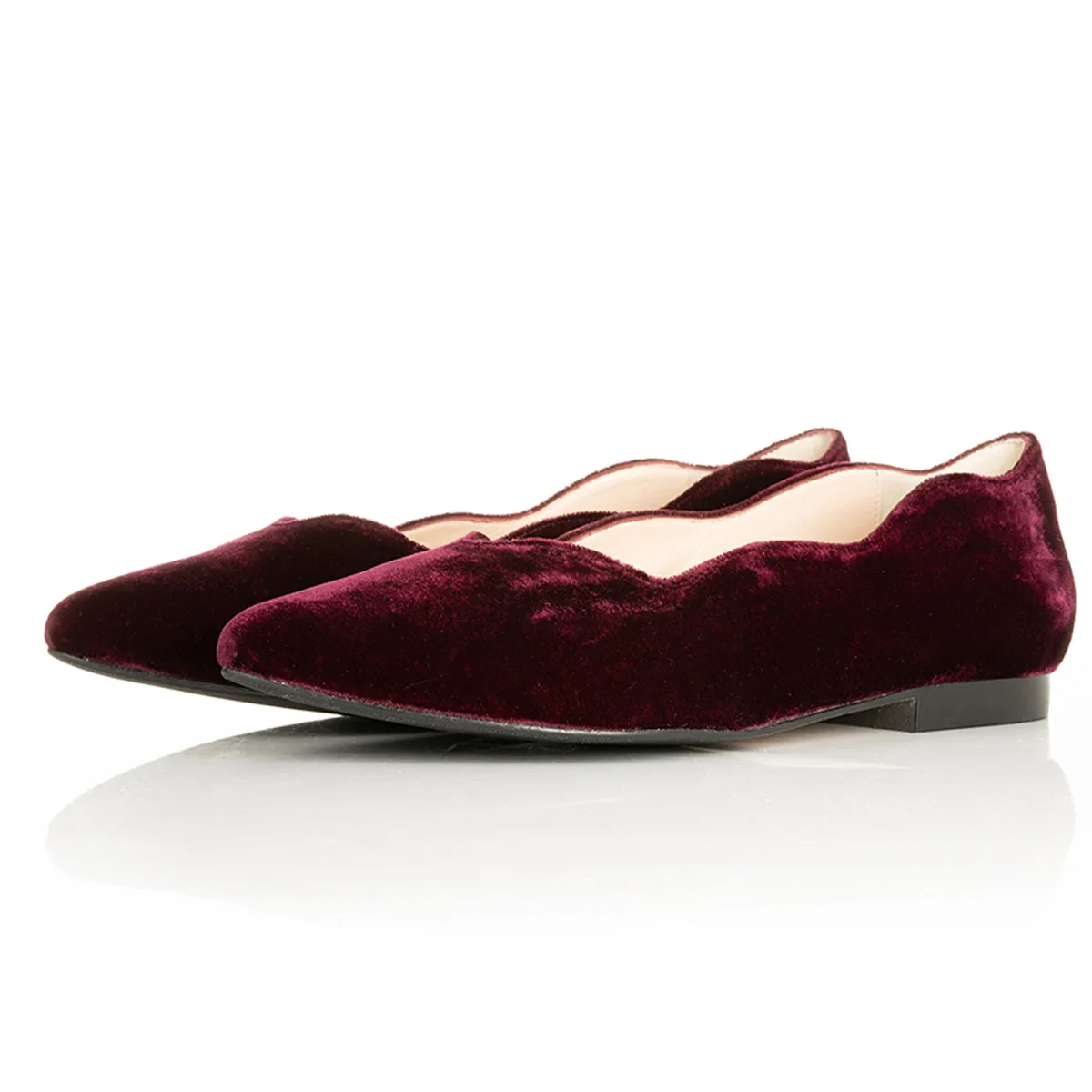 Vivienne Extra-Wide Fit Ballet Flats - Burgundy Velvet