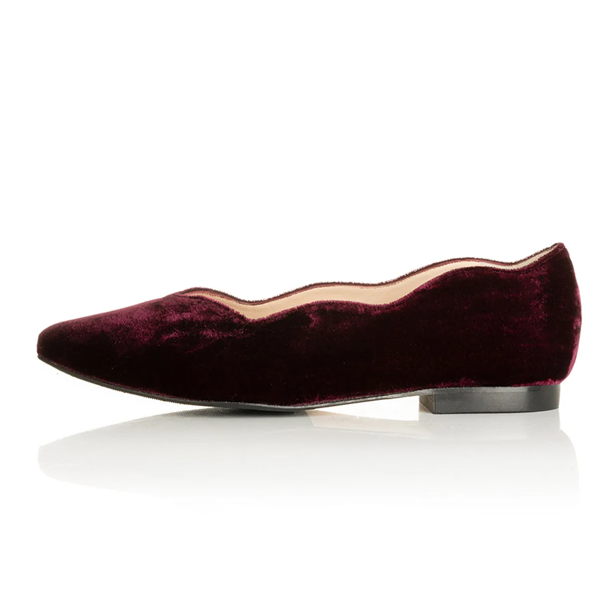 Vivienne Extra-Wide Fit Ballet Flats - Burgundy Velvet