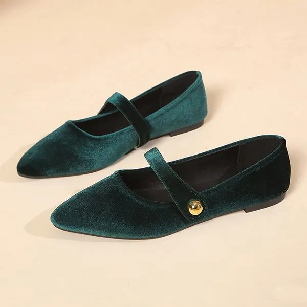 Women's Elegant Velvet Pointed Toe Flats 72809566S