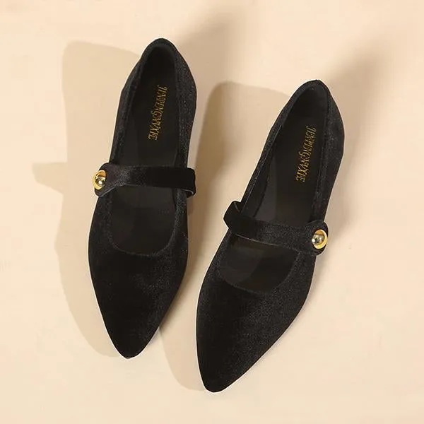 Women's Elegant Velvet Pointed Toe Flats 72809566S