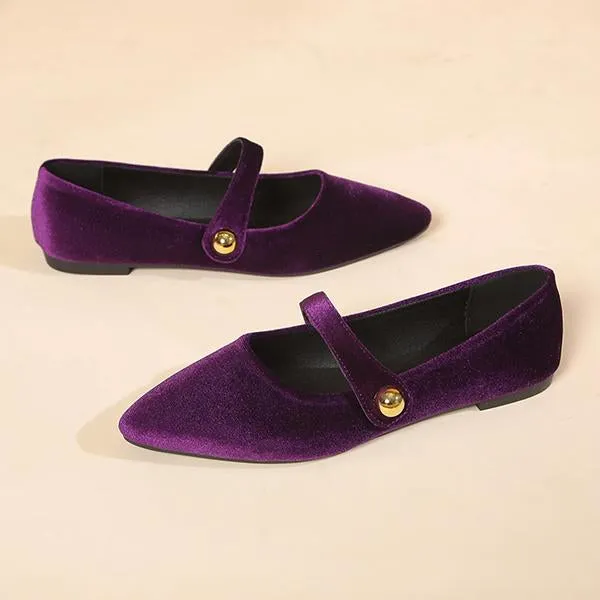 Women's Elegant Velvet Pointed Toe Flats 72809566S