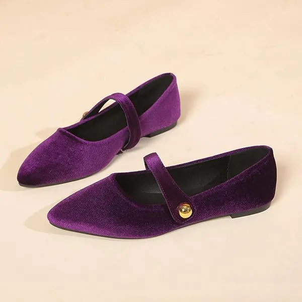 Women's Elegant Velvet Pointed Toe Flats 72809566S