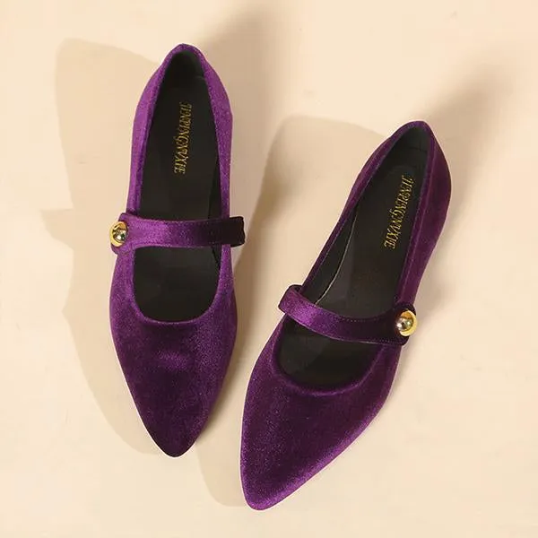 Women's Elegant Velvet Pointed Toe Flats 72809566S