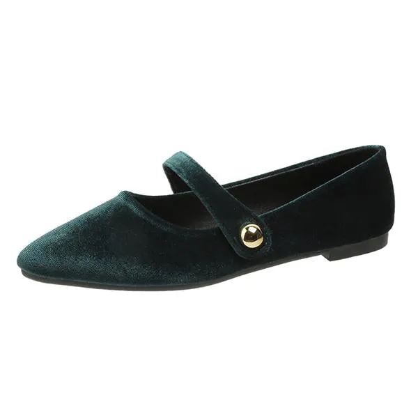 Women's Elegant Velvet Pointed Toe Flats 72809566S