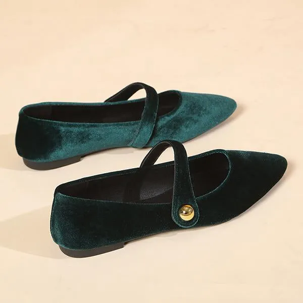 Women's Elegant Velvet Pointed Toe Flats 72809566S