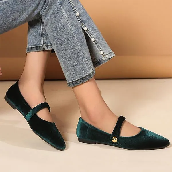 Women's Elegant Velvet Pointed Toe Flats 72809566S
