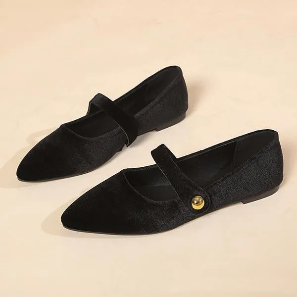 Women's Elegant Velvet Pointed Toe Flats 72809566S