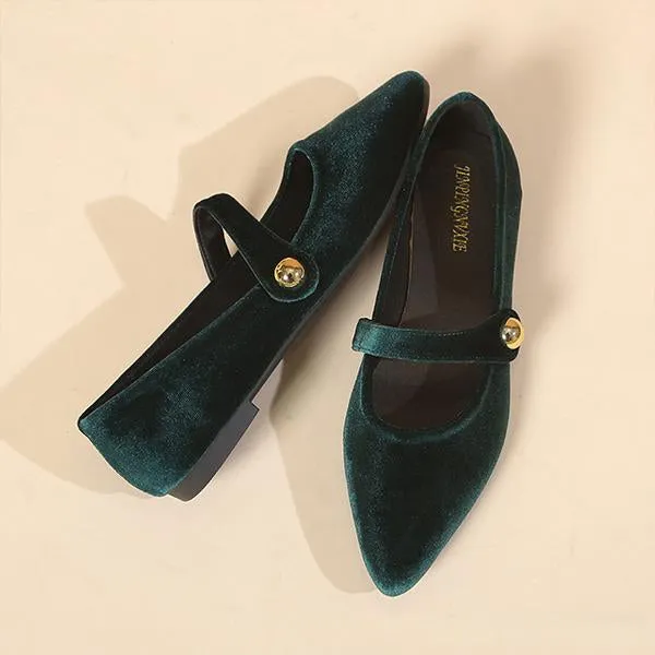 Women's Elegant Velvet Pointed Toe Flats 72809566S