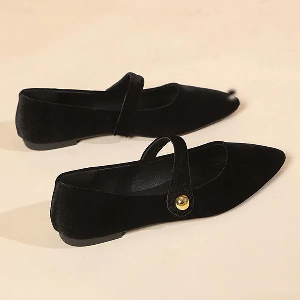 Women's Elegant Velvet Pointed Toe Flats 72809566S