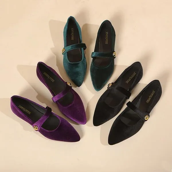 Women's Elegant Velvet Pointed Toe Flats 72809566S