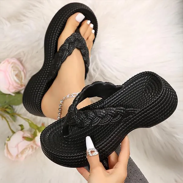 Women's Imitation Rope EVA Wedge Flip-Flops 19428851S