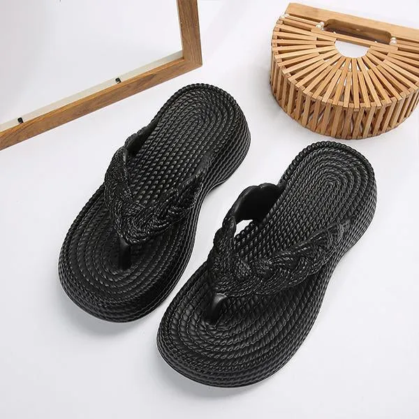 Women's Imitation Rope EVA Wedge Flip-Flops 19428851S