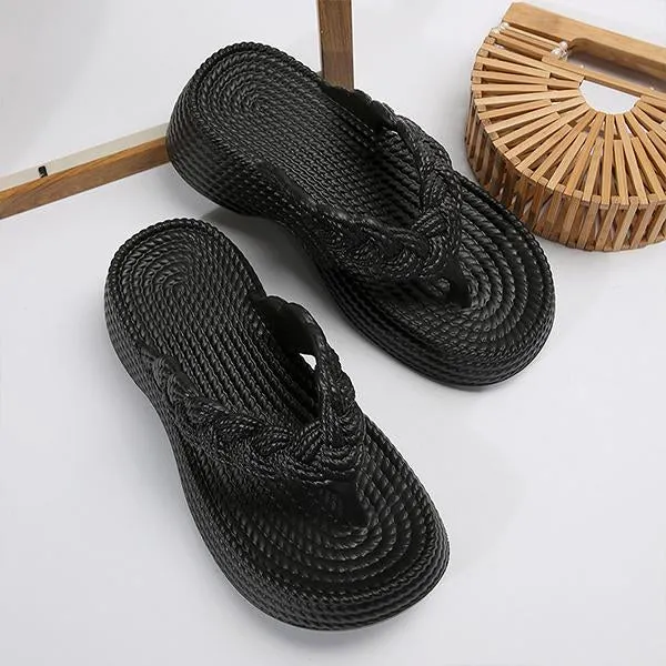 Women's Imitation Rope EVA Wedge Flip-Flops 19428851S
