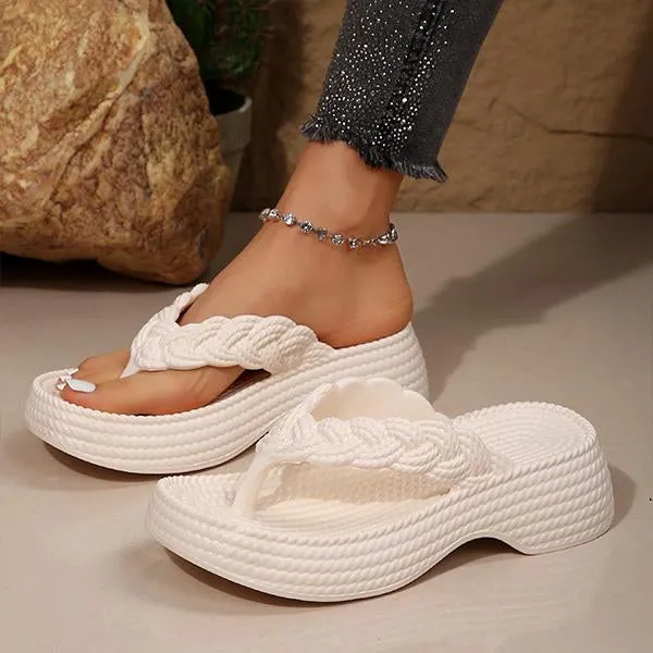 Women's Imitation Rope EVA Wedge Flip-Flops 19428851S