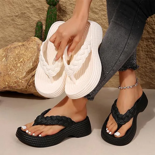 Women's Imitation Rope EVA Wedge Flip-Flops 19428851S