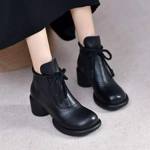 Women's Vintage Chunky Heel Ankle Boots 45756576C