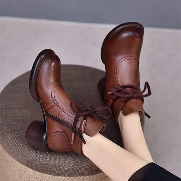 Women's Vintage Chunky Heel Ankle Boots 45756576C